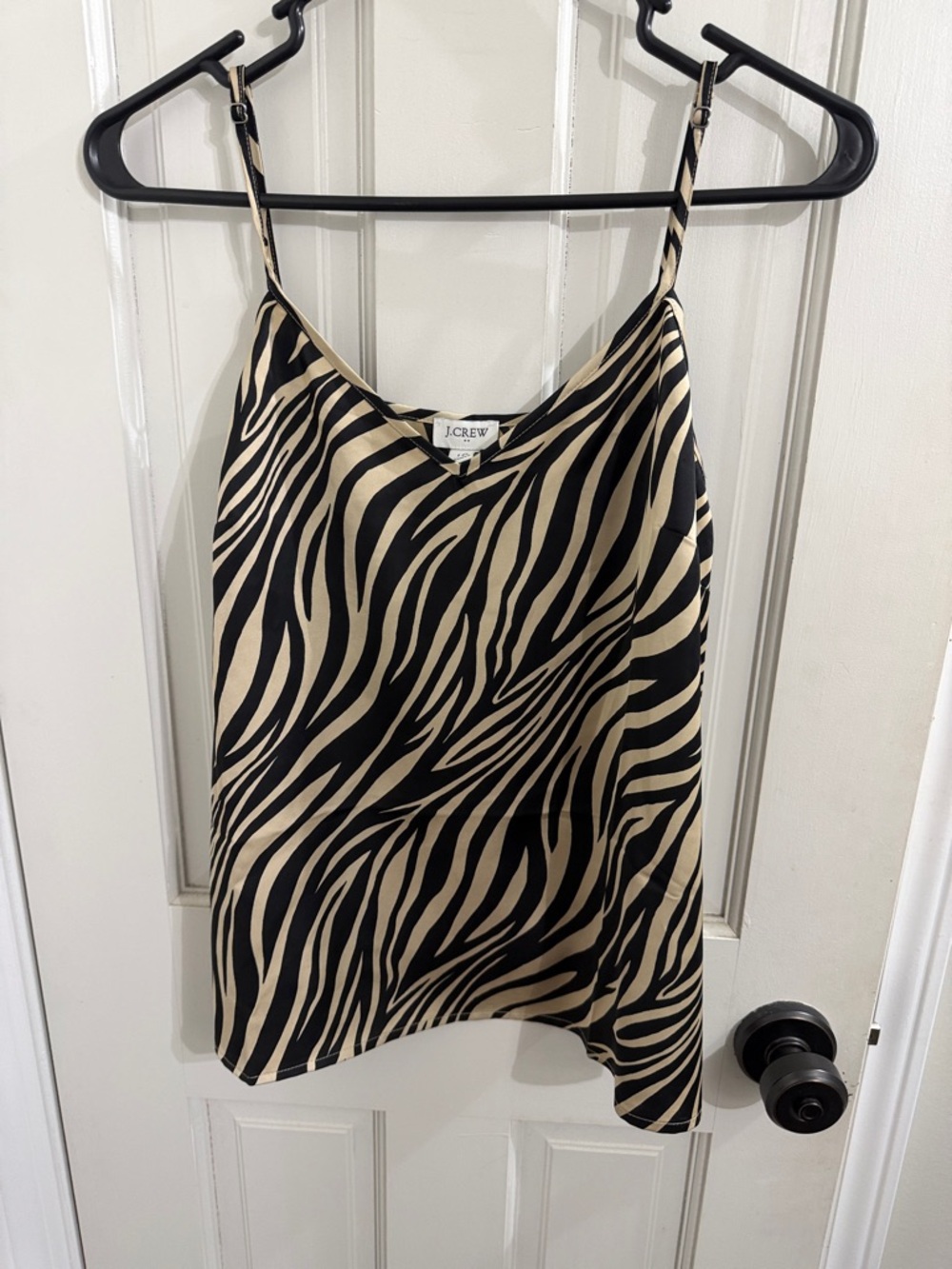 J. Crew Zebra-Print Silk Cami in Black and Cream